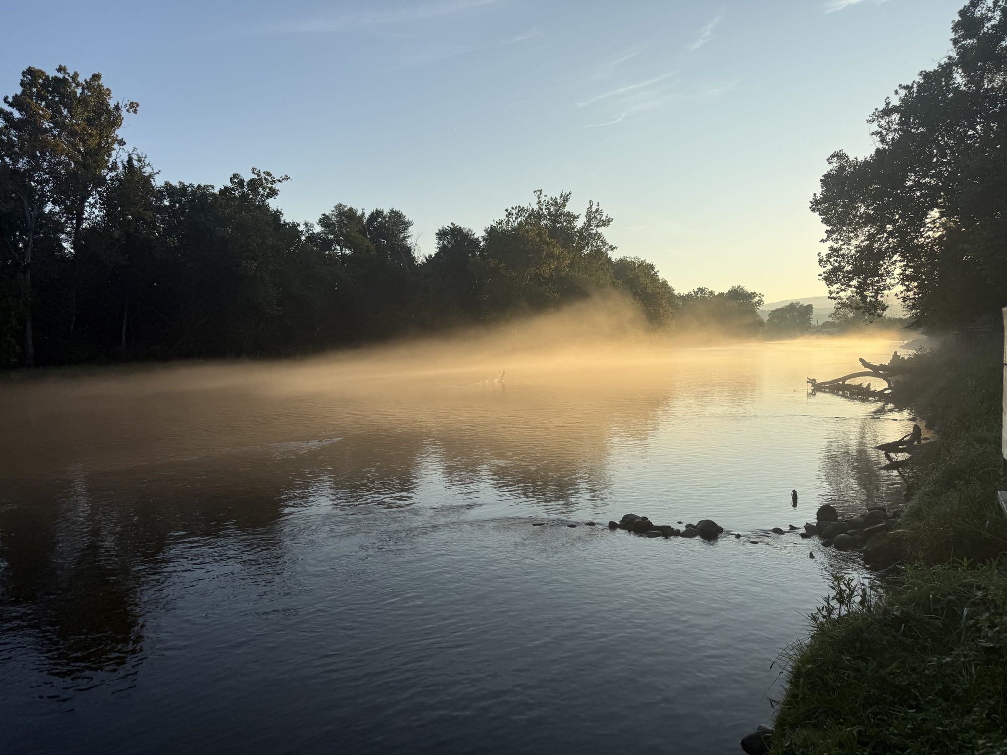Sunrise fog on the Watauga at 1399 Broad